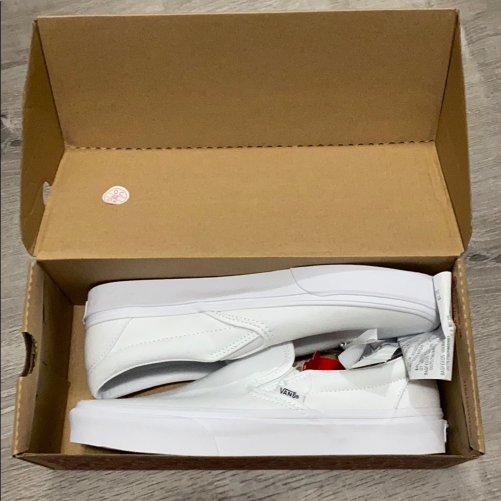 Brand new all white slide on vans